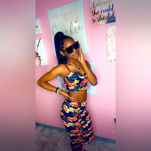 Two. Piece floral skirt set